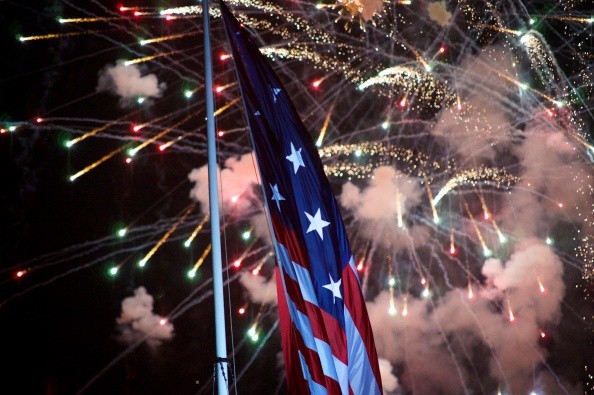 BALTIMORE, MD - SEPTEMBER 13: A fireworks display concludes a ceremony to commemorate the bicentennial of the writing of The Star-Spangled Banner at Fort McHenry National Historic Park on September 13, 2014 in Baltimore, Maryland. The poem verses were written by Francis Scott Key in the War of 1812, during a British naval bombardment of Fort McHenry from the Chesapeake Bay, and adopted as The National Anthem 200 years ago. 