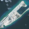 DigitalGlobe imagery of the nearly completed construction within the Fiery Cross Reef located in the South China Sea. Fiery Cross is located in the western part of the Spratly Islands group. Photo DigitalGlobe via Getty Images.